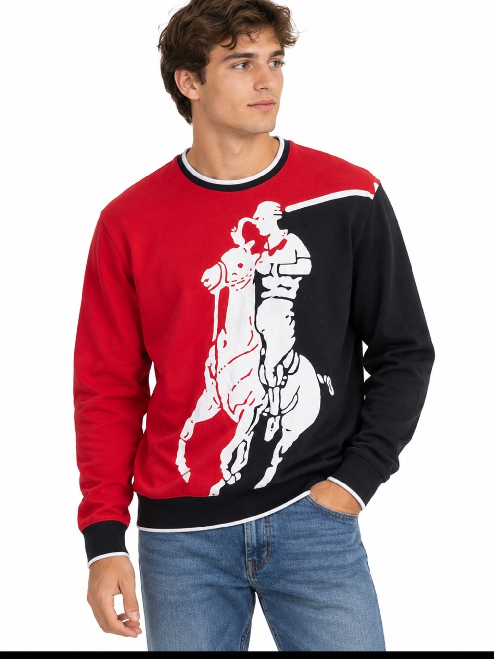 Polo Ralph Lauren Performance Big Pony Graphic Sweatshirt Men Medium Red Black
